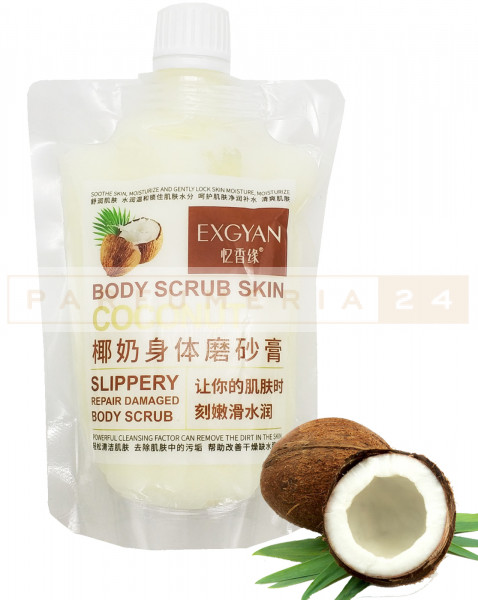 EXGYAN Скраб очищающий увлажняющий для тела с кокосом Body scrub skin coconut Slippery 300г