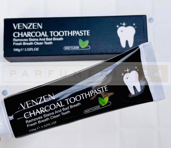 Чёрная зубная паста на основе черного угля и мяты, 100 gr