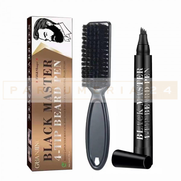 Мужской тату маркер+щетка Guanjing 4-tip beard pen Black Master