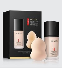Набор Крем-консилер + спонж Venzen Thin and Light Concealer Liquid Foundation