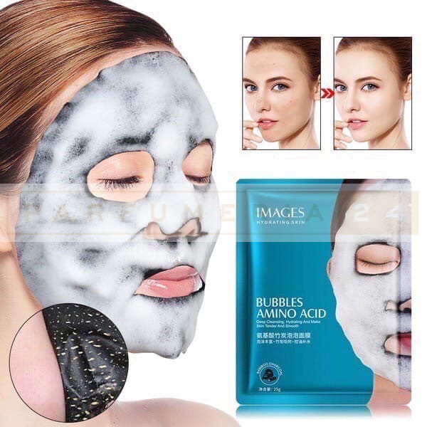 ХИТ ПРОДАЖ!!!Пузырьковая маска на тканевой основе IMAGES Bubbles Amino Acid