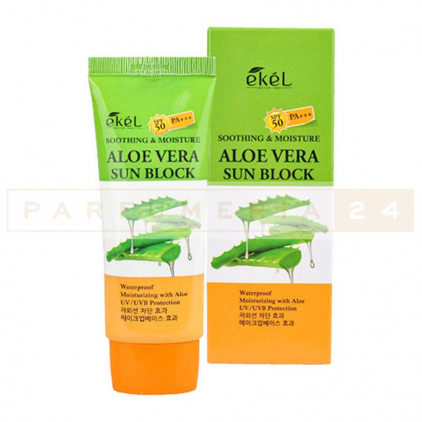 Крем солнцезащитный с алоэ Ekel Soothing And Moisture Sun Block SPF50+ PA+++ Aloe Vera