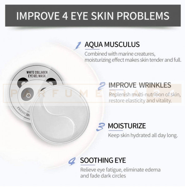 Гидрогелевые патчи с жемчугом W Eye Patch. WHITE COLLAGEN EYE MASK