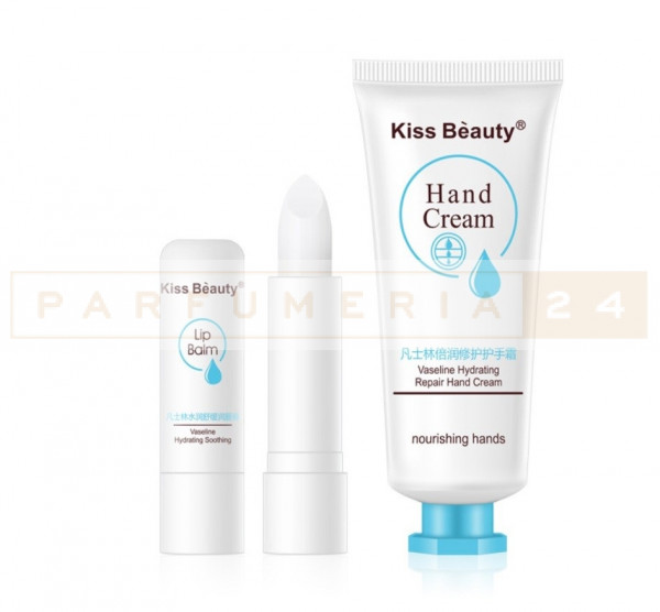 Kiss Beauty Набор крем для рук + бальзам для губ с вазелином 40 мл + 3.5 гр.