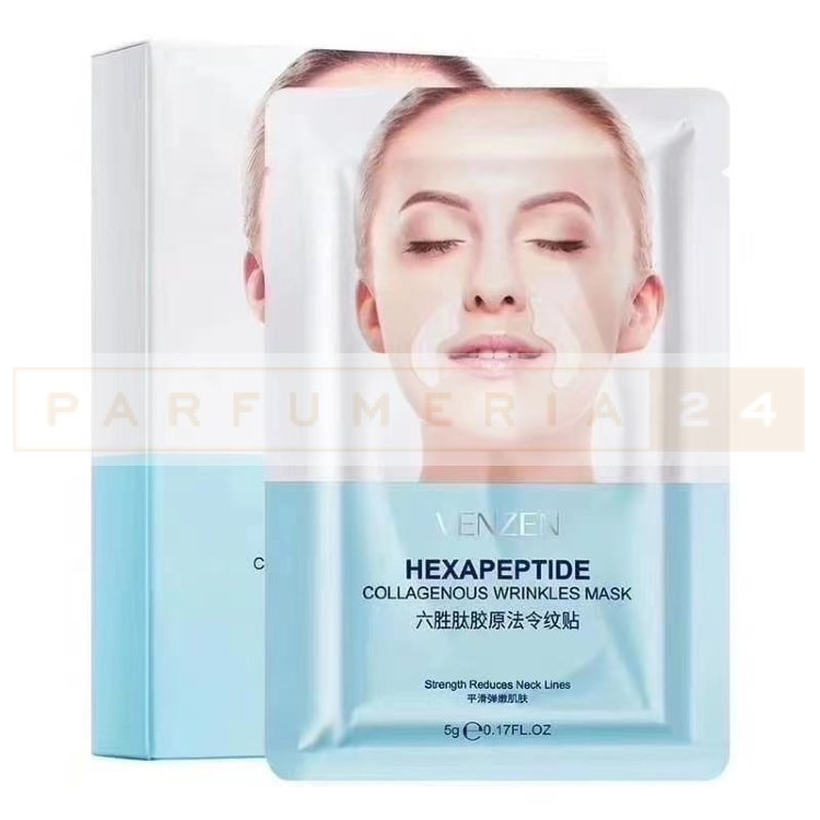 VENZEN Hexapeptide Decree Pattern Mask Коллагеновые патчи для области лба, смягчающие и увлажняющие 5шт*10гр