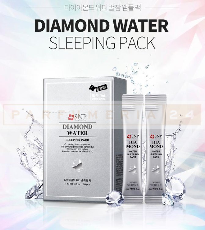 Ночная маска с алмазной пудрой и гиалуроновой кислотой SNP Diamond Water Sleeping Pack, 4ml 