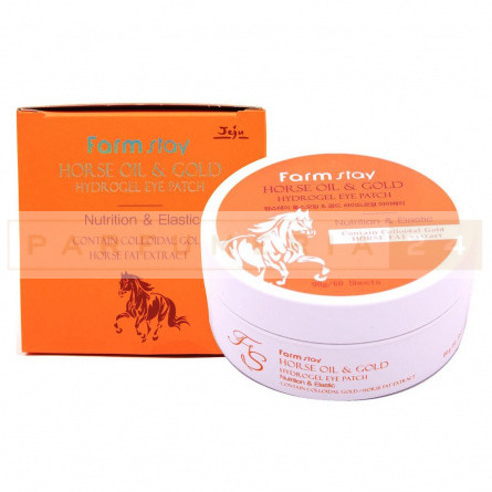 Патчи для век с лошадиным жиром и золотом Horse Oil & Gold Hydrogel Eye Patch, FarmStay