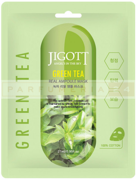 JIGOTT Тканевая маска для лица ЗЕЛЕНЫЙ ЧАЙ GREEN TEA Real Ampoule Mask, 27 мл