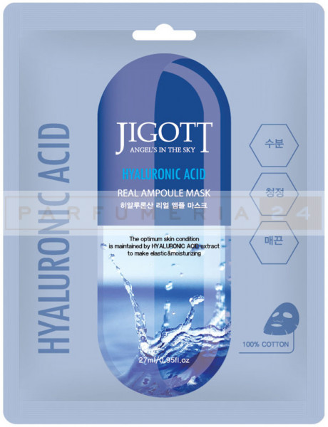 JIGOTT Тканевая маска для лица ГИАЛУРОН HYALURONIC ACID Real Ampoule Mask, 27 мл, 10 шт