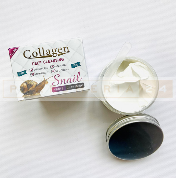 Маска для лица белая глиняная с муцином улитки Collagen Deep Cleansing Snail white Clay Mask
