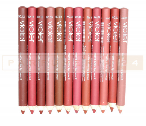 Набор карандашей матовых для губ  VIOLET 12 шт